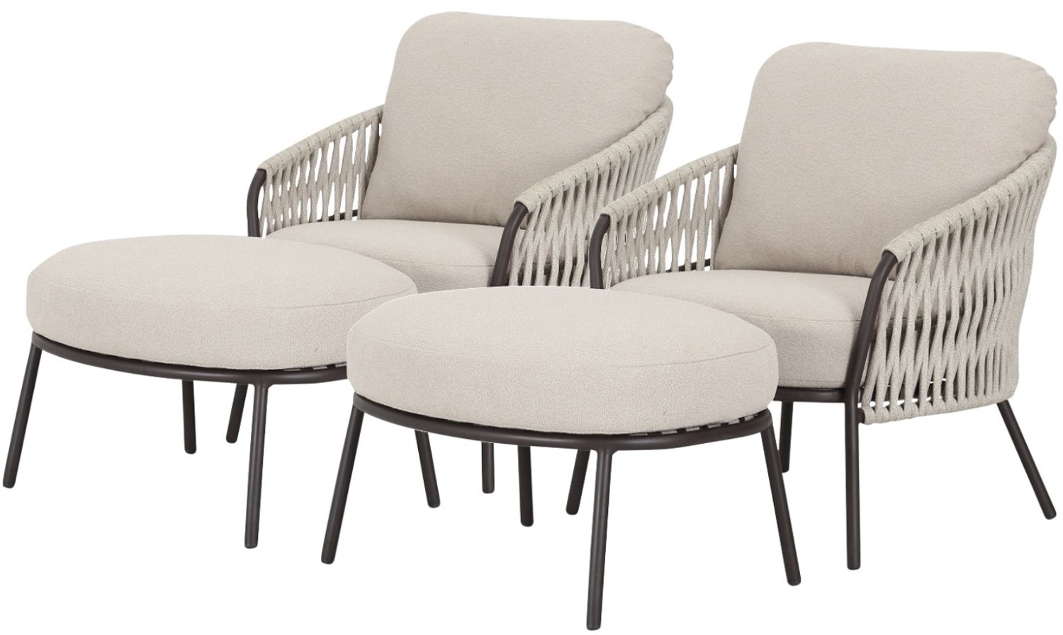 AVH-Collectie Sarenza lounge balkonset 4 delig zand rope terre frame Bruin / Terre