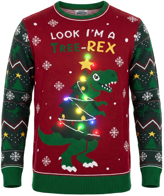 Kersttrui met lichtjes 'Tree-Rex'