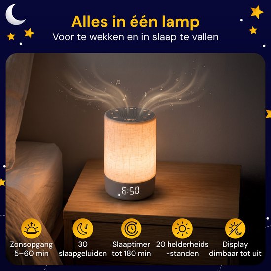 Nuvance Wake Up Light - Lichtwekker - Sunrise Alarm Clock - 30 Geluiden - Wekker met Licht - 10 Kleuren - Nachtlampje - Wekker Lamp - Digitale Wekker van Nuvance — afbeelding 2