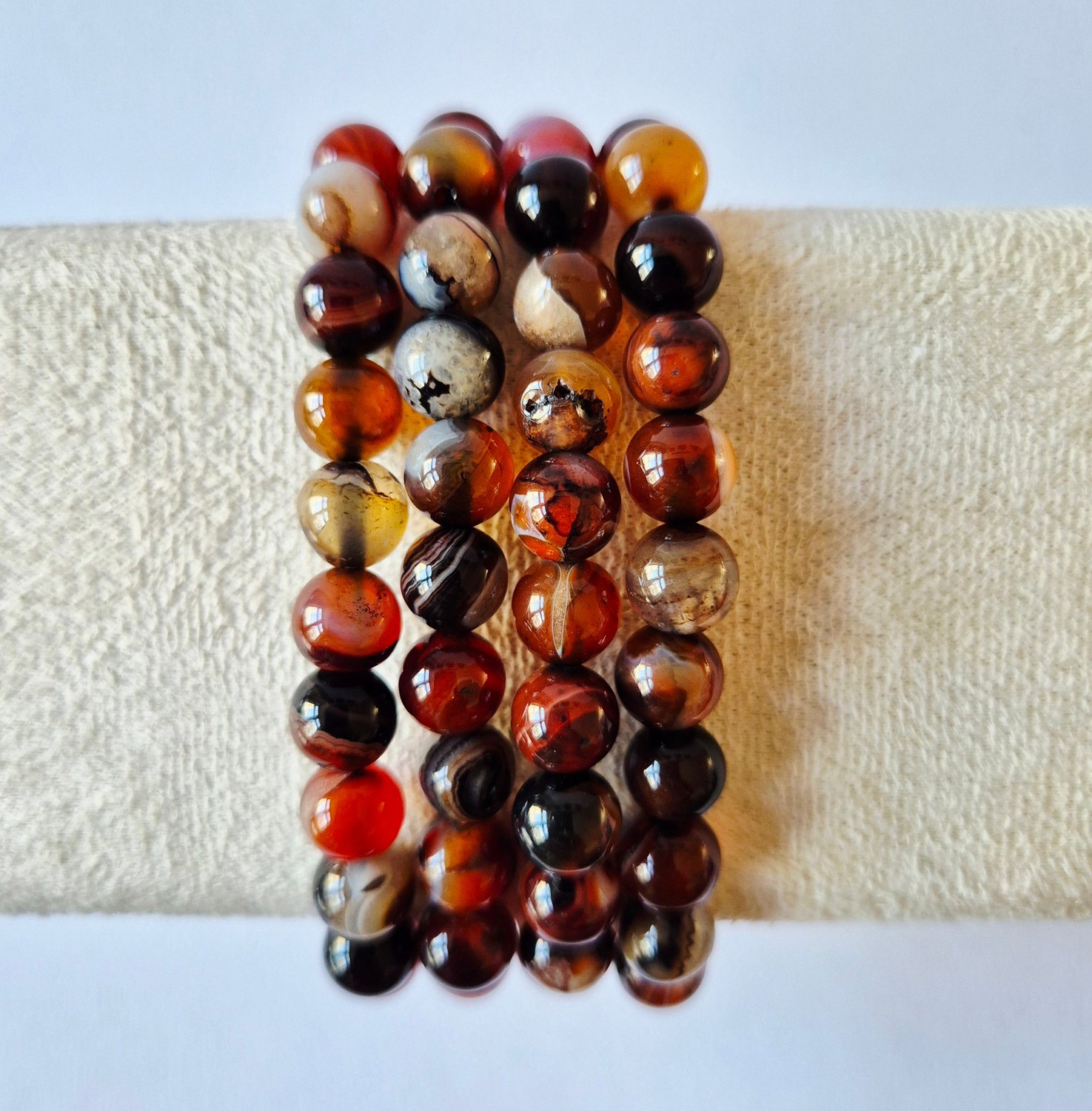 Moonlight Gemstones Dream Agate edelsteen armband – 8 mm Meerkleurig
