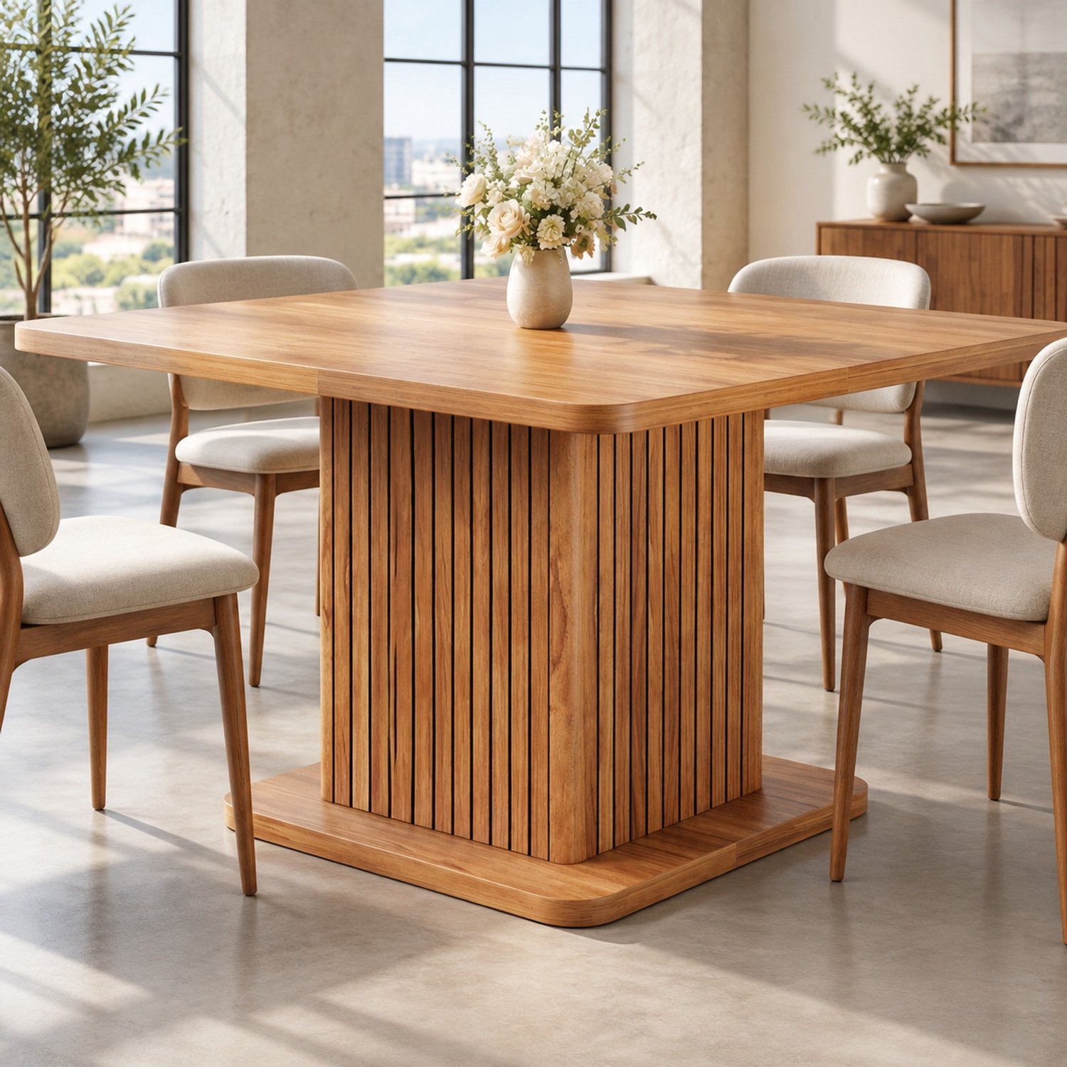 Maisentiel Vierkante eettafel 80 x 80 cm met opbergruimte - donkerbruine houtlook