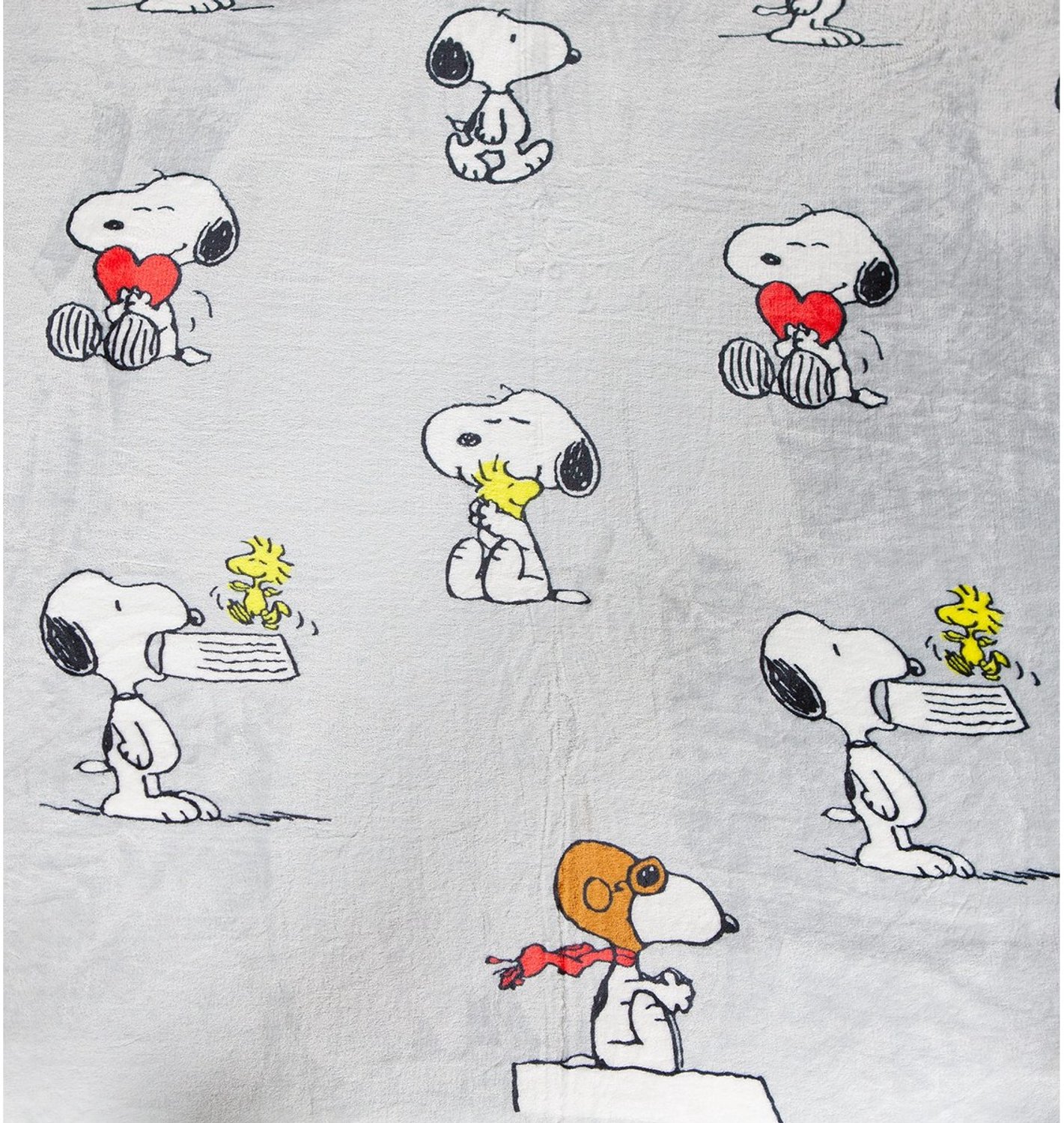Duraxl Fleece deken - Snoopy - Microvezel - 230 x 230 cm - Grijs