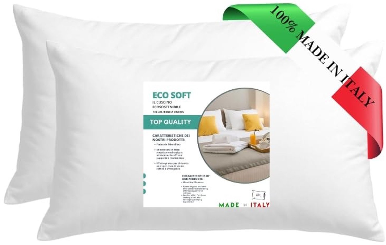 Duraxl Bedkussen - 50 x 80 cm - Set van 2 - Hypoallergeen Wit