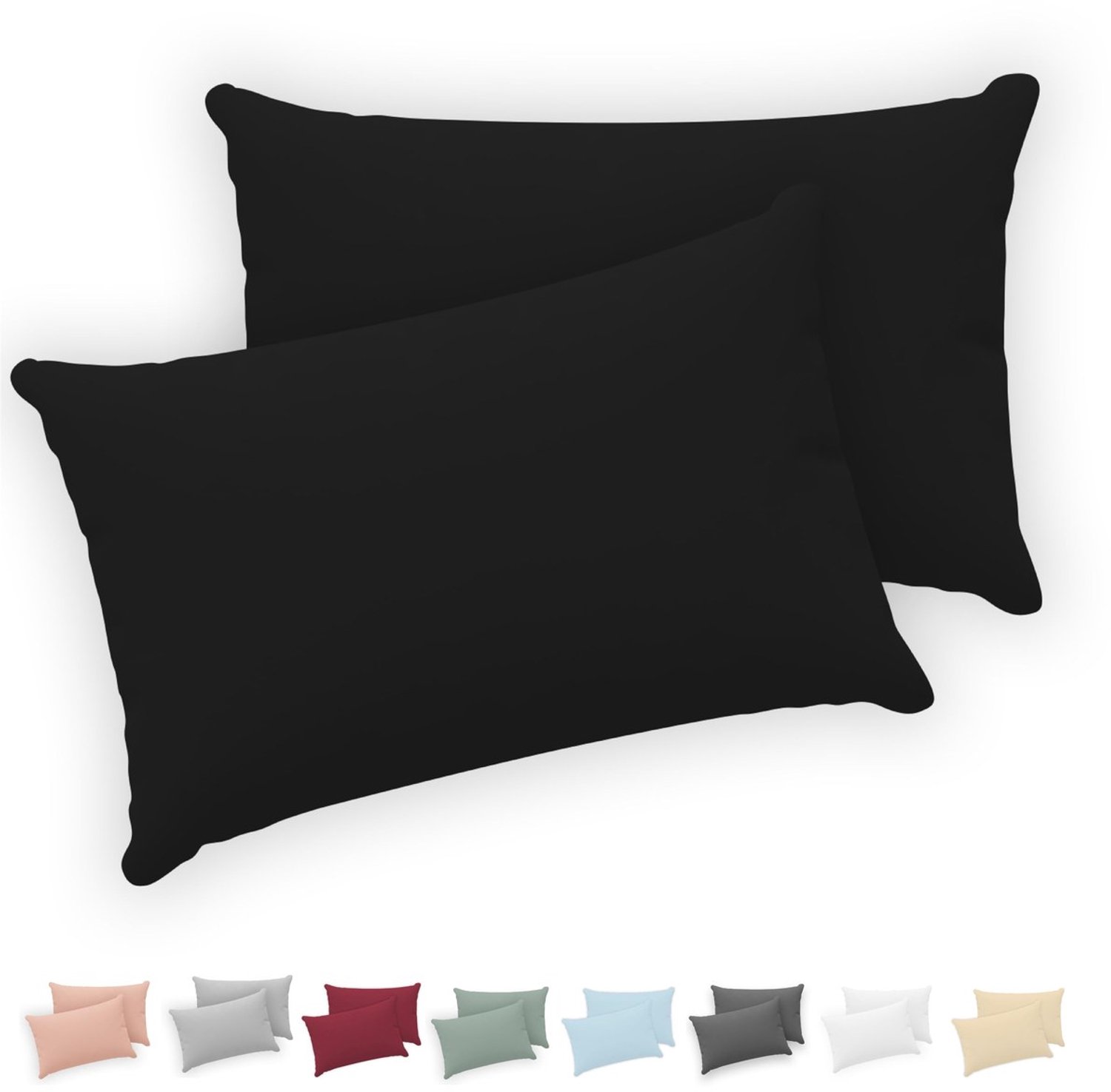 Duraxl Kussensloop - 40 x 60 cm - Set van 2 - Katoen jersey - Zwart