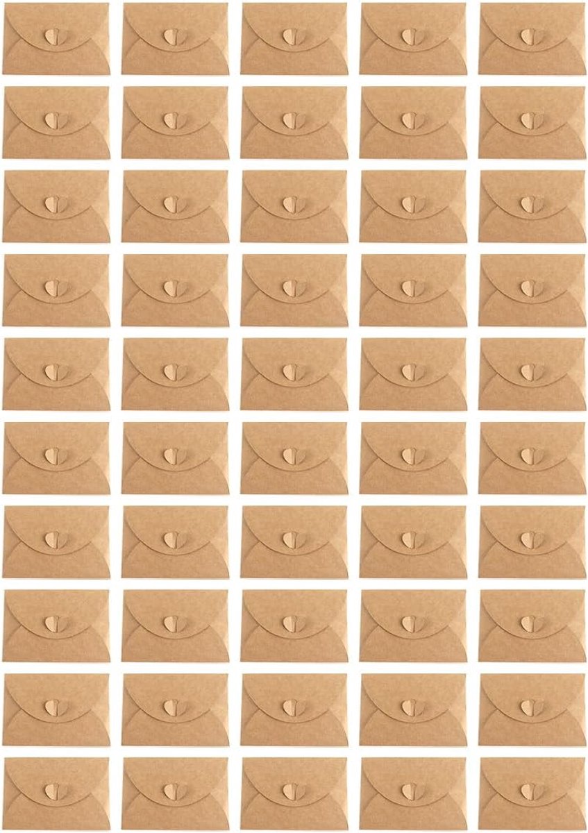 50PCS Kraftpapier-Document Mini Enveloppen Hart Ontwerpzegel Uitnodigingskaarthouder voor de Huwelijk van de Vakantieverjaardagspartij