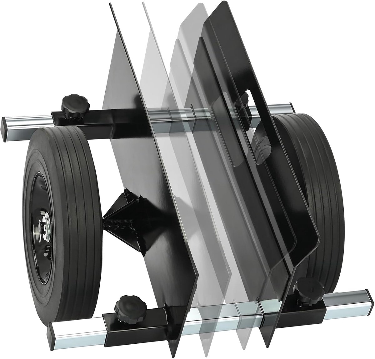 Transportroller tot 200 kg, plaatwagen met 2 volrubberen wielen, plaatkar voor 0-23 cm/0-9,05 inch klembreedte, zwaarlast plaattransportwagen voor transport van houtplaten, deuren, ramen en meer.