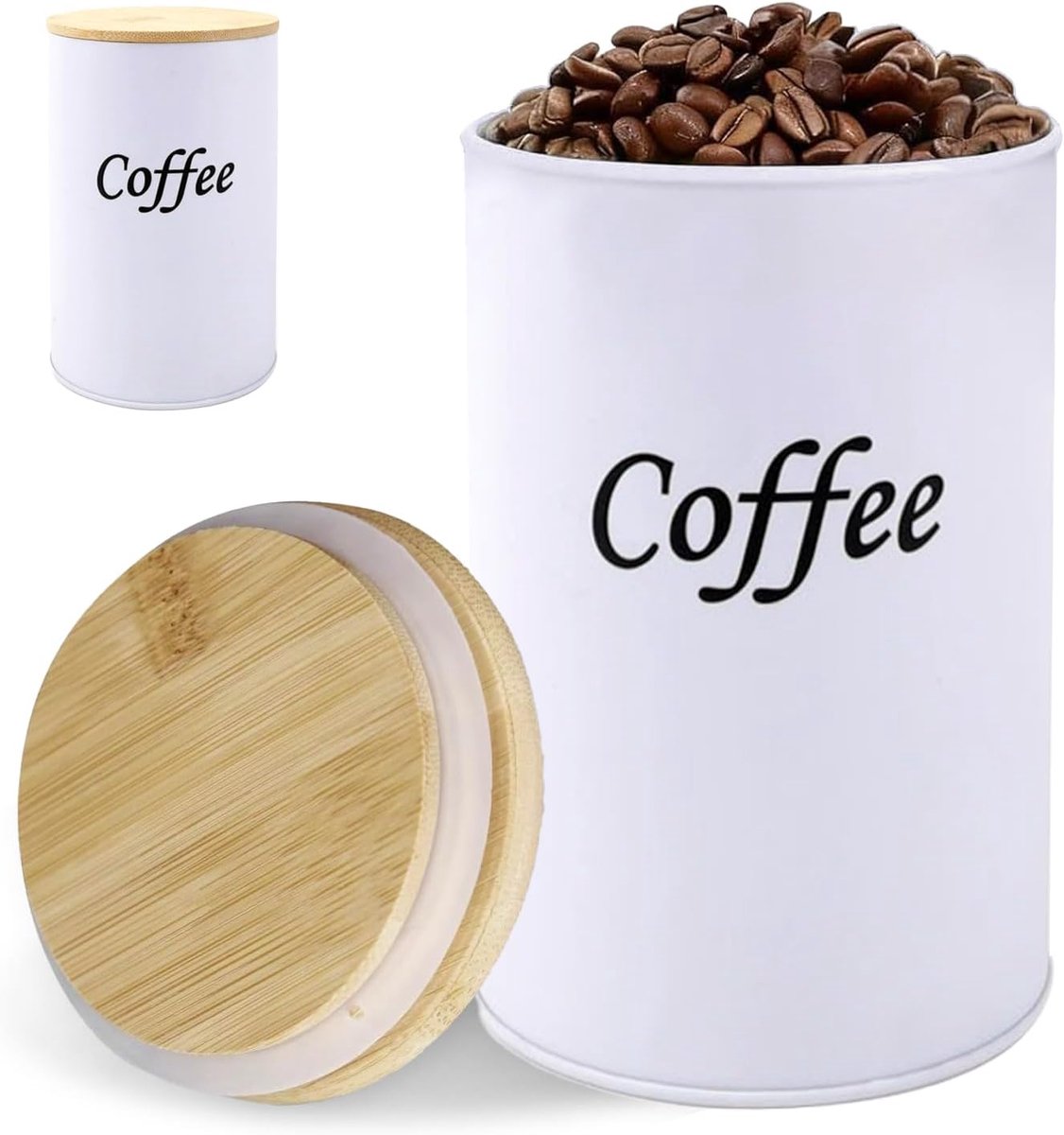 Koffieblik luchtdicht, witte koffiebonenhouder, koffiebonen opslag, witte luchtdichte voorraadpot voor koffiebonen, gemalen koffie, koffiezakken en het bewaren van koffie