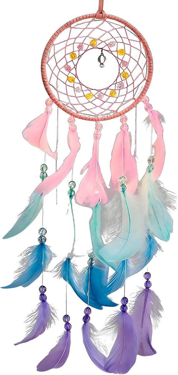 Dromenvanger, dromenvanger van veren met parels, meisjes, kinderen, cadeau, voor thuis, kantoor, uniek cadeau, verjaardag, housewarming, bruiloft