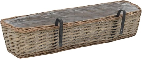 Balkonbloembak 2 stuks wilgentenen met PE-voering 80 cm, bloempotten plantenbakken bloembakken voor balkon reling 287642 — afbeelding 3