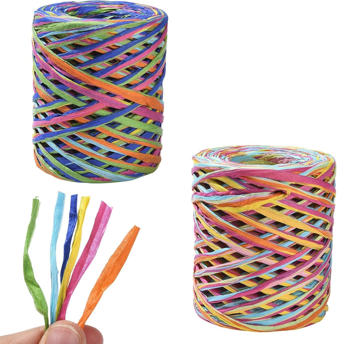 2 Rollen Raffia Papier Linten Kleurrijke Raffia Lint Inpakpapier Touw String Voor Gift Verpakking Party Decor Weven Ambachten