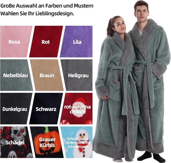 Badjassen Mannen en vrouwen Universeel Zacht flanel materiaal Extra grote zak ontwerp Een maat Als cadeau voor een vriendin Moeder Vriend (Mist Blue) — afbeelding 5