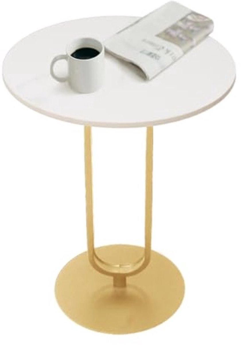 Marmeren bijzettafel zwart - Ronde metalen tafel voor woonkamer en slaapkamer