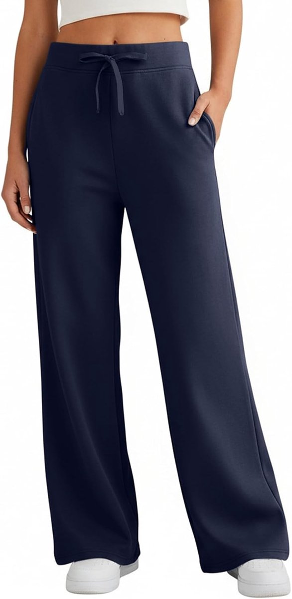 Yogabroek voor dames met hoge taille, brede sportbroek, brede pijpen, casual joggingbroek met zakken, joggingbroek, fitness, pilates, dans, fitnessstudio