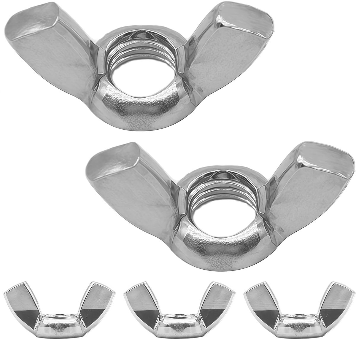 Vleugelmoeren DIN 315 vlindermoeren roestvrij staal A2 V2A metalen bevestigingsmoeren vleugelmoeren voor werkplaats, handwerk, industrie, machinebouw, reparatie (DXLM/M6)