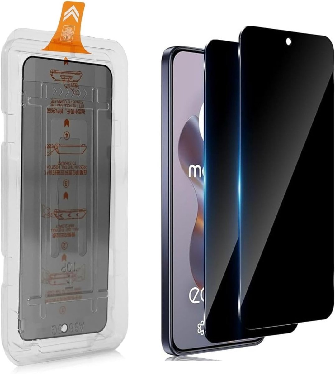 Screen Protector voor Motorola Moto Edge 50 Neo, gehard glas, [automatische installatie], 2 stuks, 9H hardheid, anti-spionage privacyfolie