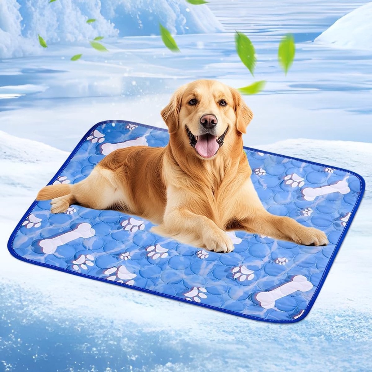 Koelmat voor honden, 100 x 70 cm, wasbaar, zelfkoelende hondenmat, zelfkoelende pads voor honden en katten, huisdierkoelmat voor thuis, onderweg of in de auto (bot)