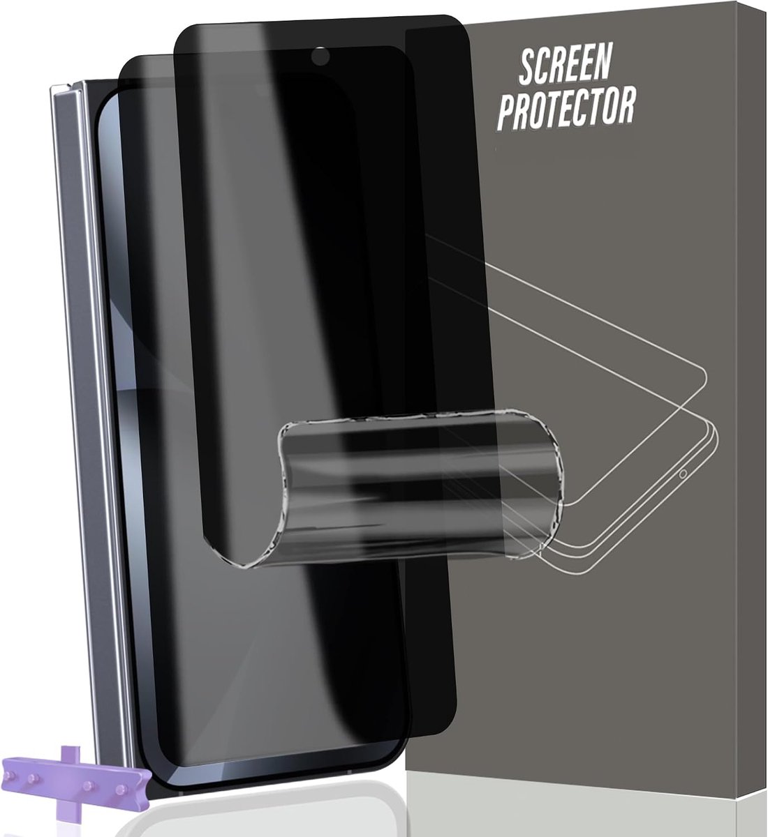 Displaybeschermfolie voor Google Pixel 10 Pro Fold [geen glas], privacy TPU-folie 2 stuks, 3D volledige afdekking, anti-spy displaybeschermfolie