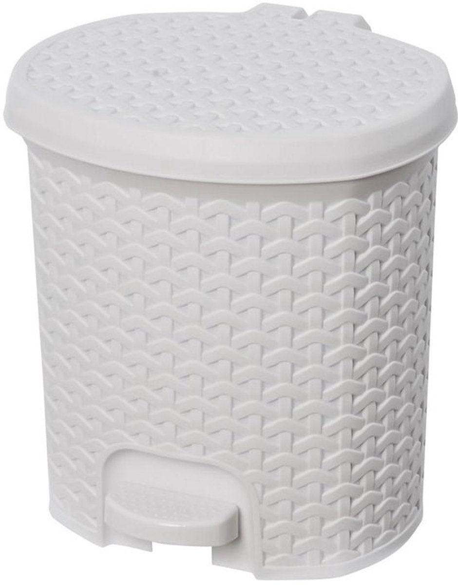 Multifunctionele vuilnisemmer met deksel rotan design inhoud 55 l afmetingen 225 x 24 x 26 cm Scandinavisch wit