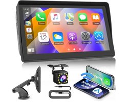 7 Inch Draadloos CarPlay & Android Auto Scherm voor Auto, Autoradio met GPS Navigatie, HD Touchscreen, Bluetooth, Mirror Link, USB & TF, Draagbare Multimedia Speler voor Muziek en Video
