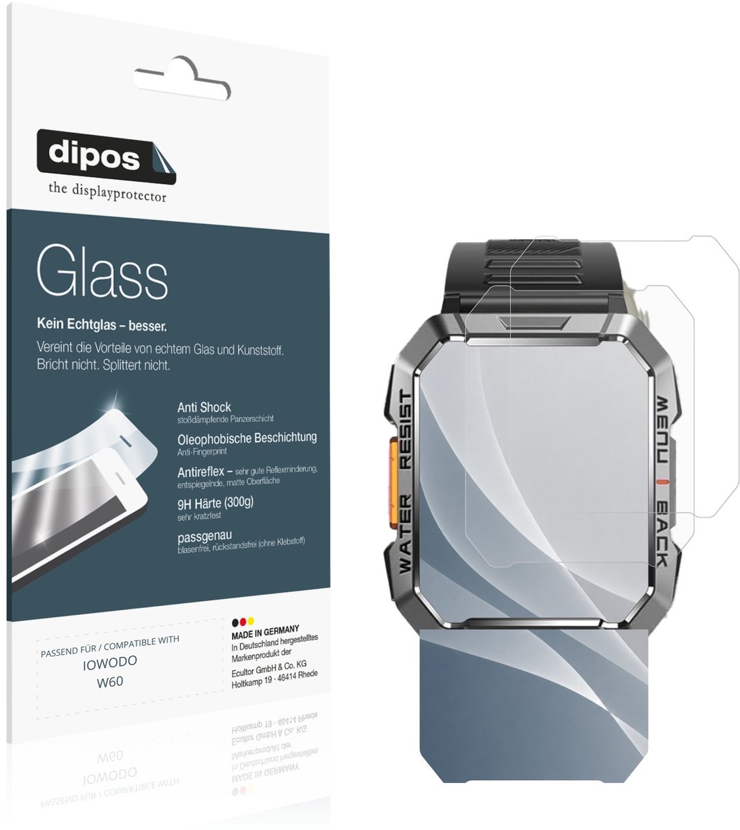 dipos – 2x Matte Pantserfolie geschikt voor IOWODO W60 | 9H Screenprotector