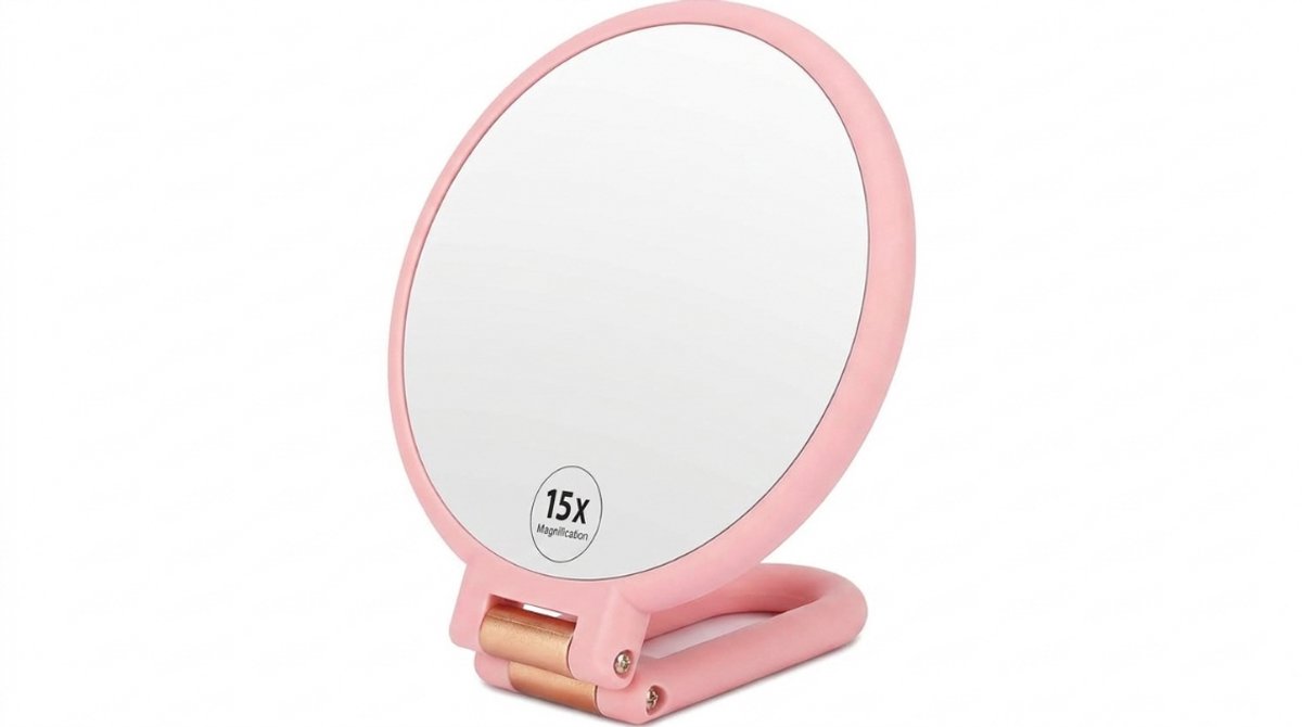1X 15X Vergrotende Spiegel, Dubbelzijdig Make-up Spiegel Handheld, Opvouwbaar Reisspiegel voor Vrouwen en Mannen