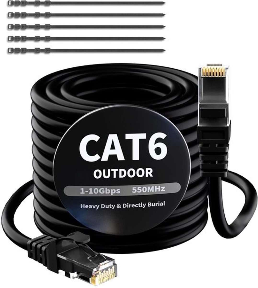 CAT 6 Ethernet-kabel 25 meter voor binnen en buiten, waterdichte Gigabit netwerkkabel, UTP, RJ45 LAN kabel voor POE-camera's en netwerkapparatuur
