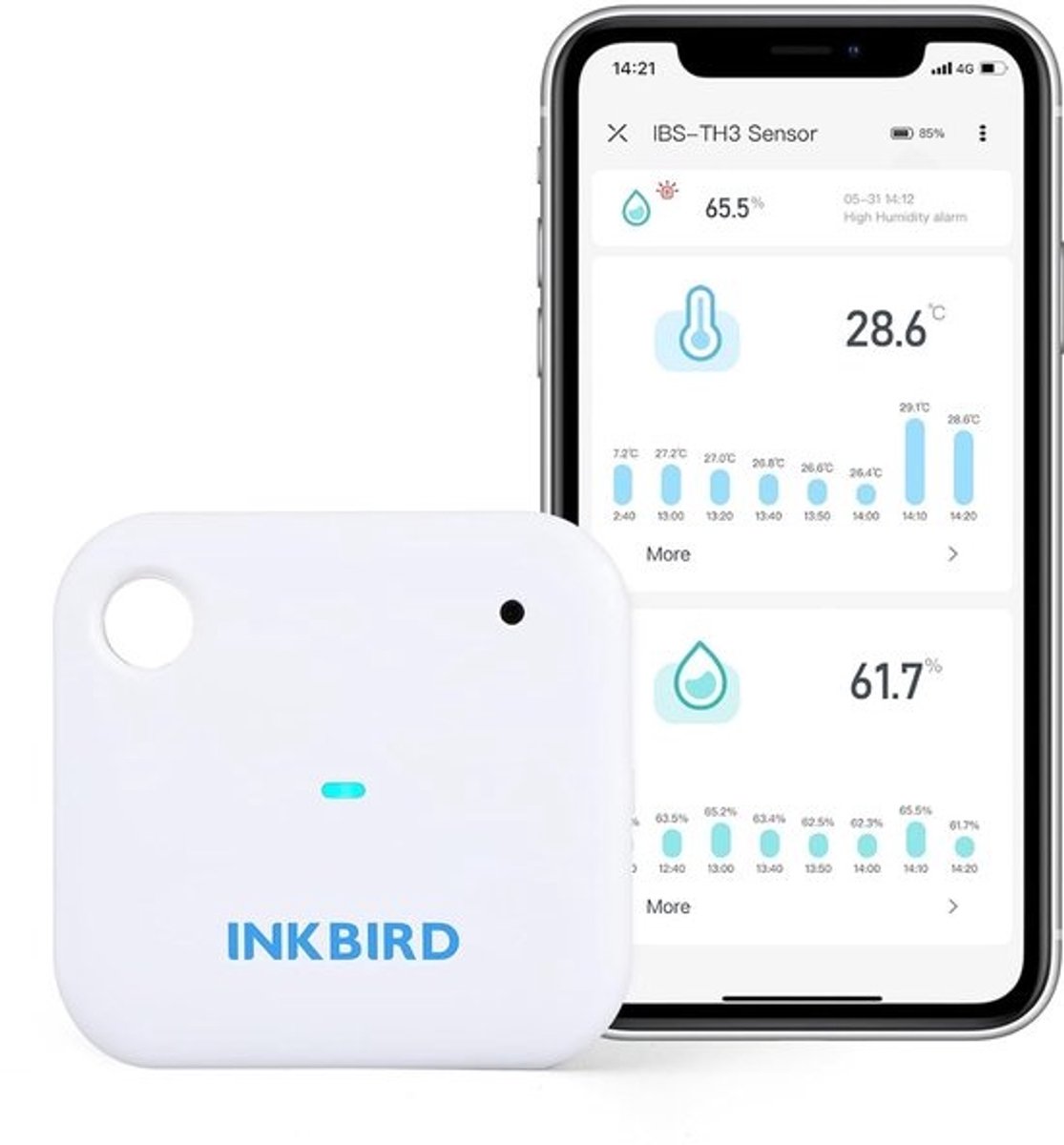 Wifi Thermometer en Hygrometer voor Binnenshuis - Temperatuur en Vochtigheid Sensor met App