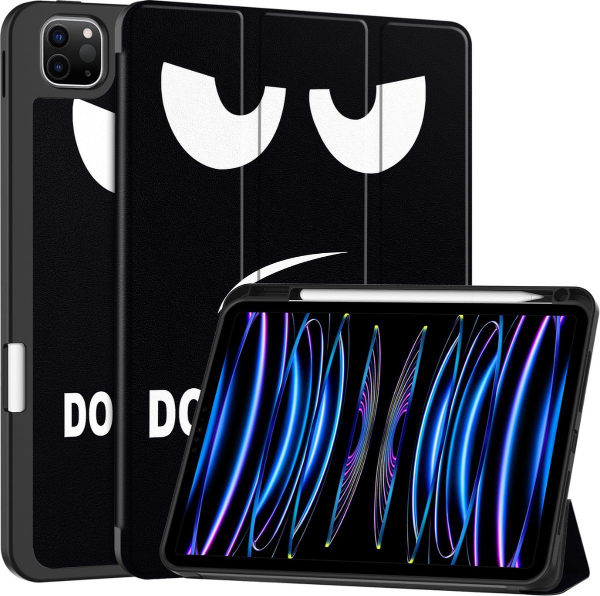 Tablethoes geschikt voor Apple iPad Pro 11 (2025) / Apple iPad Pro 11 (2024) - 11 Inch - Tri-fold TPU case - Met Pencilhouder - Auto Sleep/Wake functie - Don't Touch Me