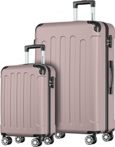 TRVLMORE Kofferset - 2 Delig - 38L Handbagage + 110L Ruimbagage - Lichtgewicht - Trolley - Reiskoffer Set - Roségoud