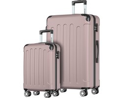 TRVLMORE Kofferset - 2 Delig - 38L Handbagage + 110L Ruimbagage - Lichtgewicht - Trolley - Reiskoffer Set - Roségoud