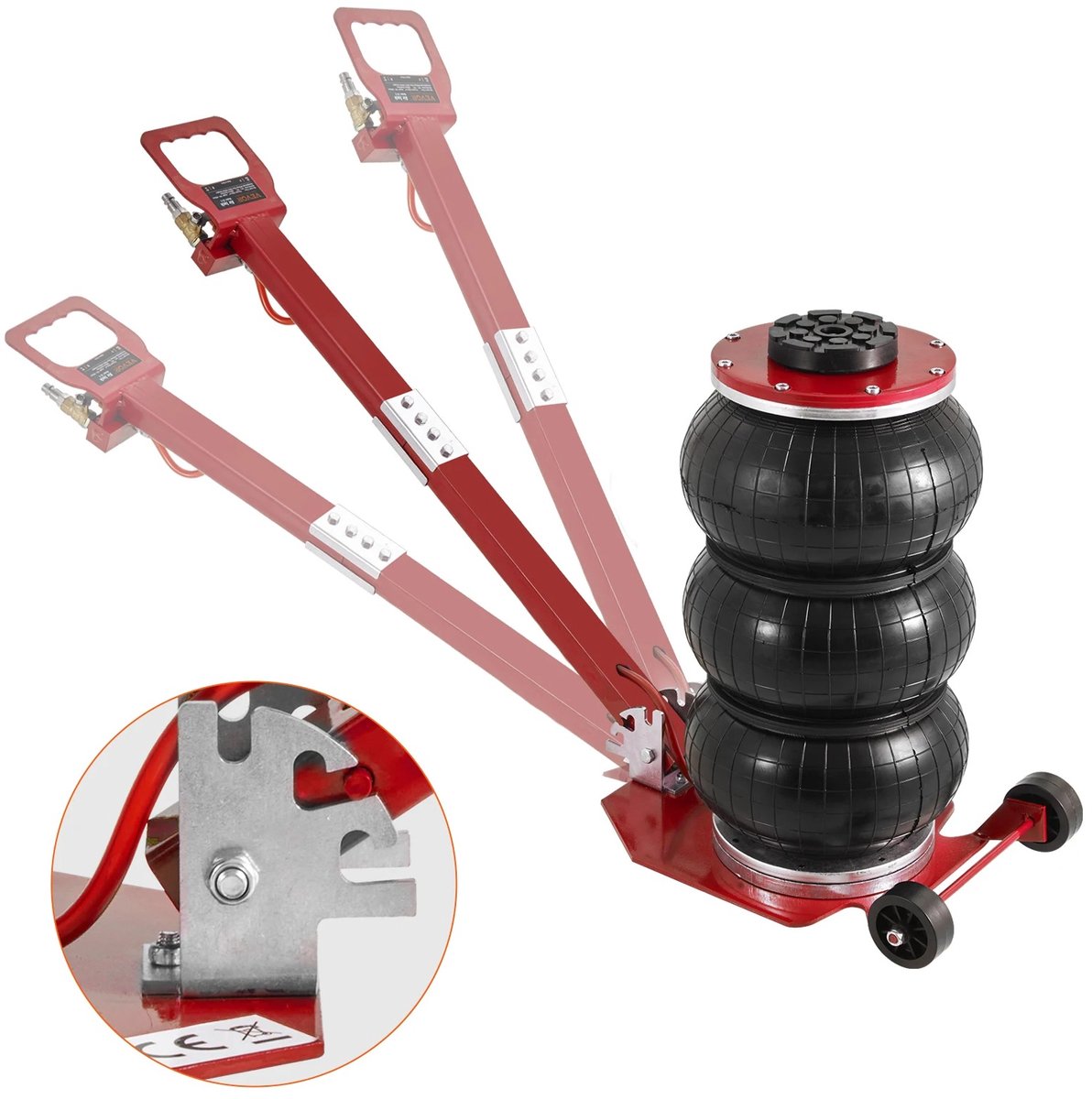 DeltaMerch Autokrik - Garagekrik - Krik - Pneumatische Luchtkrik - 140-450 mm - 3 Ton - Verstelbare handgreep - 3 Laags Airbag