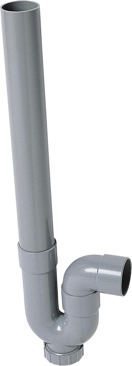 Dubbele sifon gootsteen - Grijs - Sifon voor wasmachine met enkele ingang en horizontale uitgang - PVC - Voor wasmachine