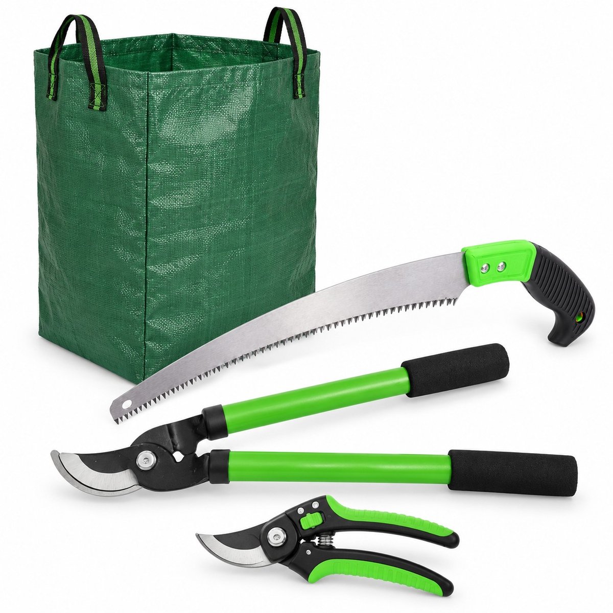 Snoeiset 4-delig – takkenschaar 38 cm - snoeizaag 50 cm - snoeischaar - afvalzak 110 L