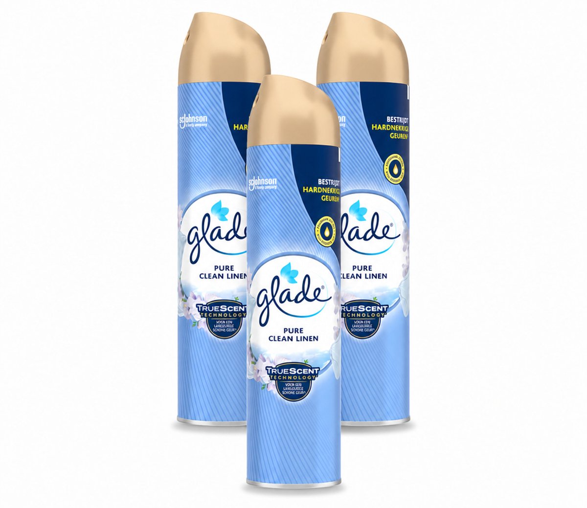 3 x Glade – Luchtverfrisser Spray – Pure Clean Linen – 300 ml - Voordeelverpakking - 3 stuks