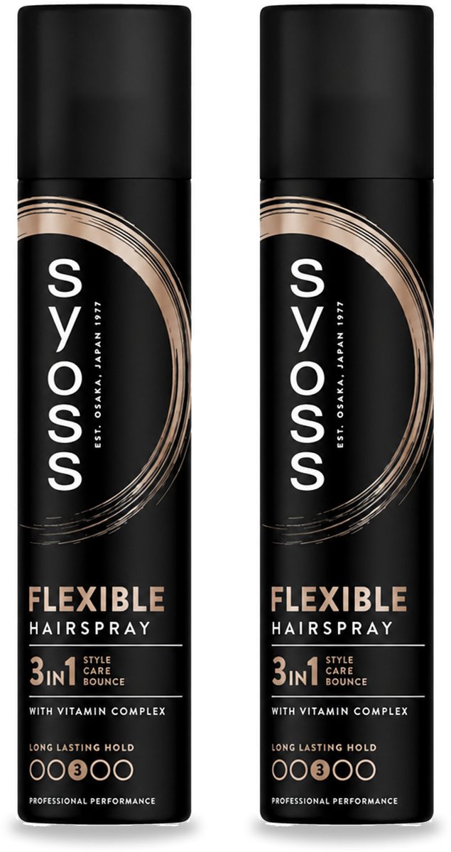 2 x Syoss - Hold & Flex - Haarspray - Flexibele Fixatie - 300 ml - Voordeelverpakking - 2 stuks