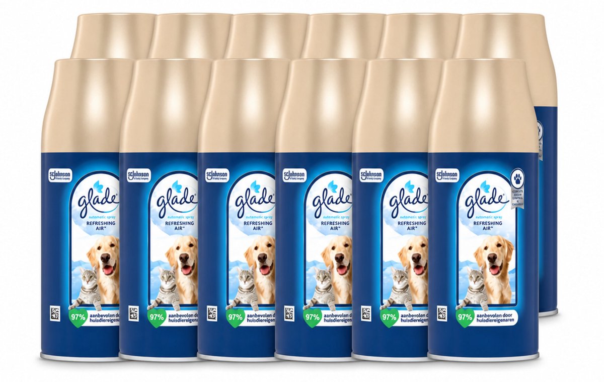 12 x Glade – Automatic Spray Navulling – Refreshing Air Huisdieren – 269 ml - Voordeelverpakking - 12 stuks