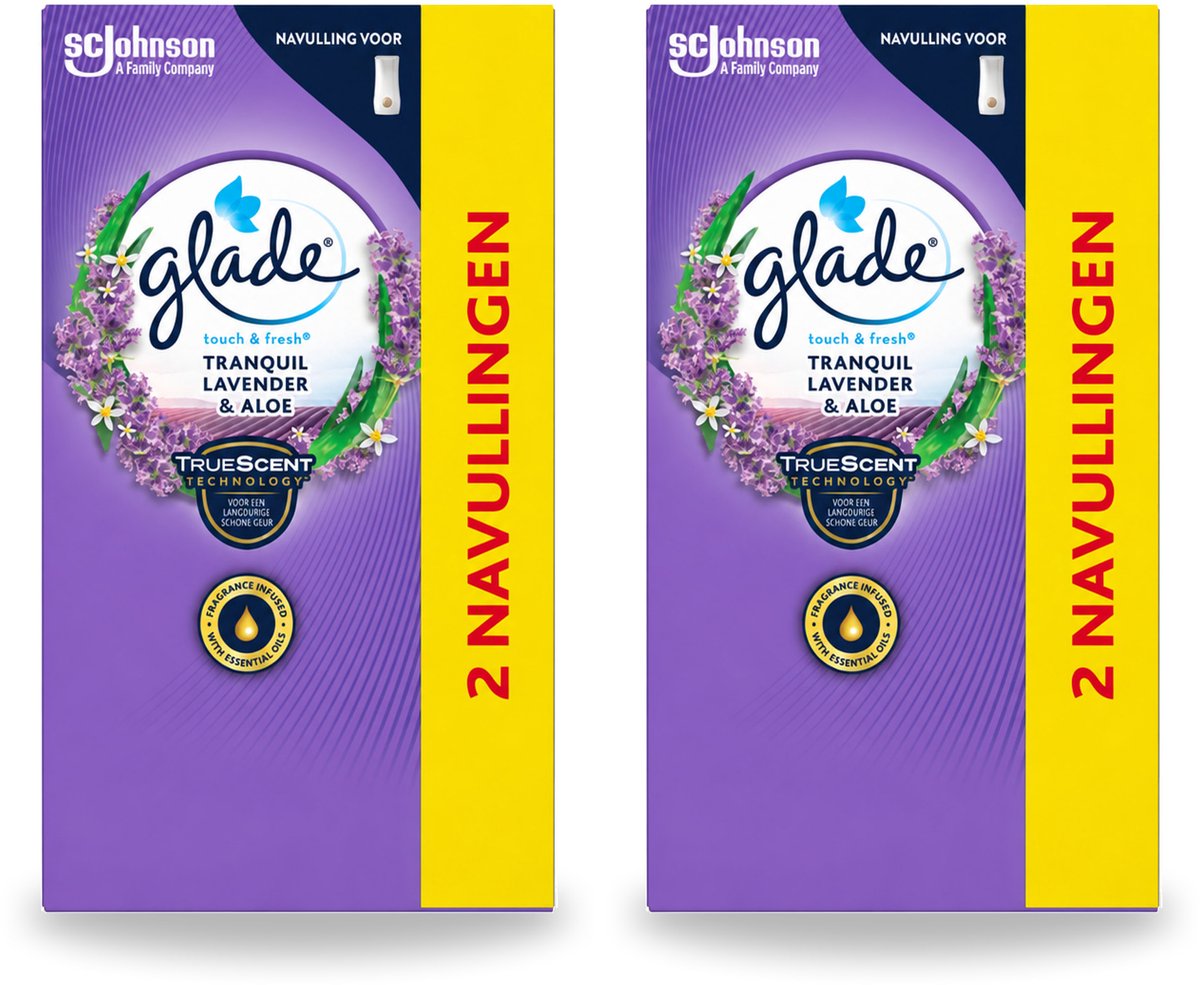 2 x Glade - Touch & Fresh Navulling - Tranquil Lavender & Aloë - 2 × 10 ml - Voordeelverpakking - 2 stuks