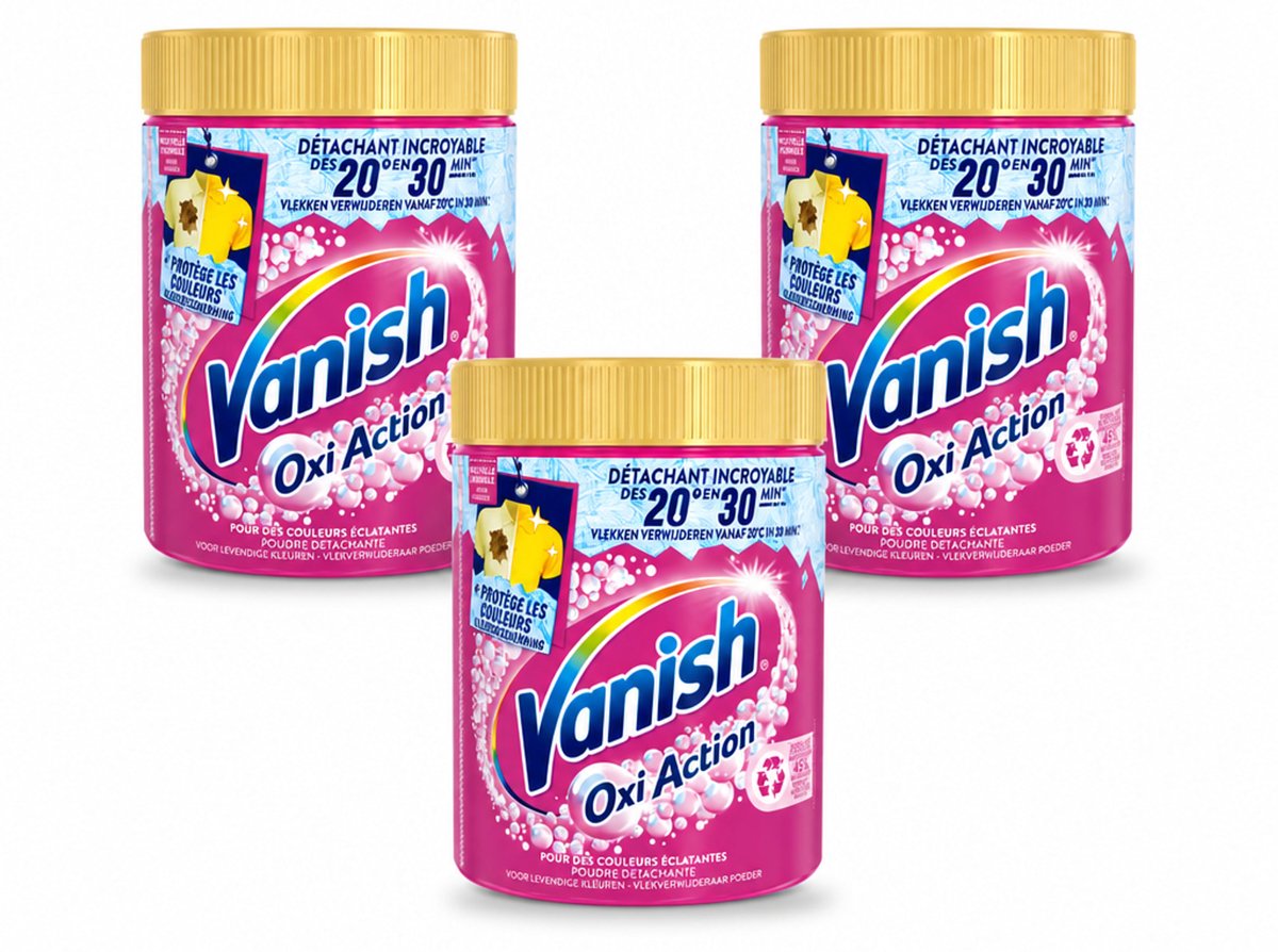 3 x Vanish - Vlekverwijderaar - Oxi Action Wasbooster Poeder - Voor Gekleurde Was - 940 g - Voordeelverpakking - 3 stuks