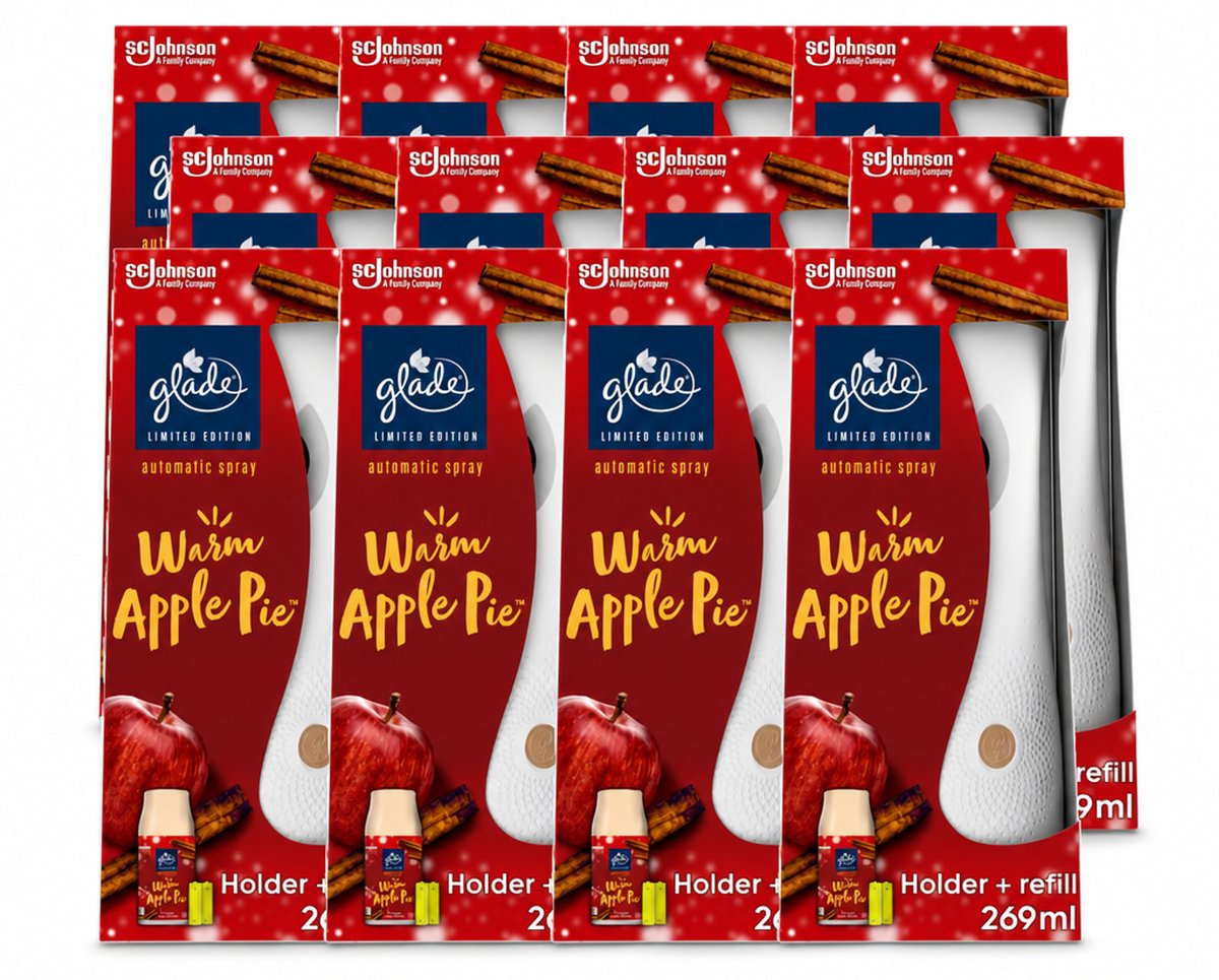 12 x Glade - Houder Automatische Spray - Warme Appeltaart Limited Edition - 269 ml - Voordeelverpakking - 12 stuks