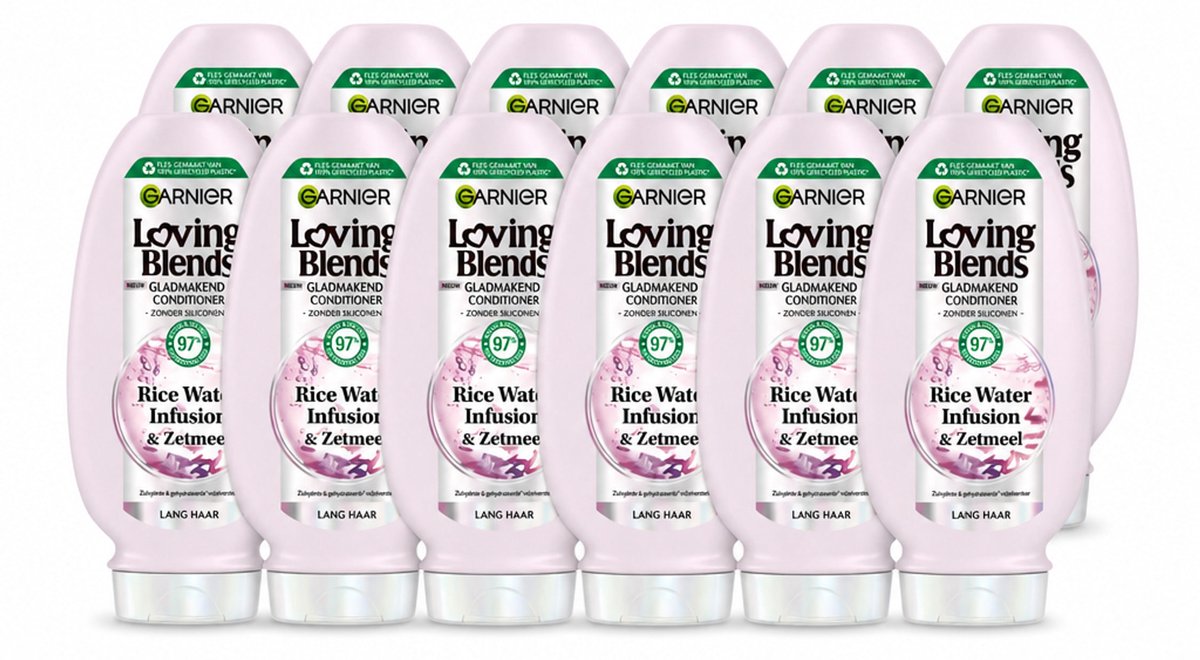 12 x Garnier - Loving Blends Rice Water Infusion - Conditioner - Glans & Zachtheid - Lang Haar - 250 ml - Voordeelverpakking - 12 stuks
