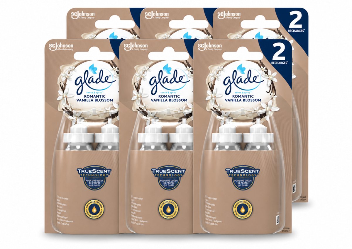 6 x Glade - Sense & Spray - Romantic Vanillebloesem - 2 × 18 ml - Voordeelverpakking - 6 stuks