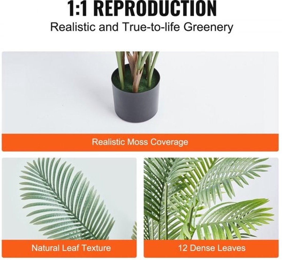 Areca Catechu Kunstmatige 800x800x1524mm Kunstplant PE Kunstplanten Plastic Planten in Pot Betelnoot Palm Geurloos Waterdicht Ideaal voor Slaapkamer Studeer Woonkamer