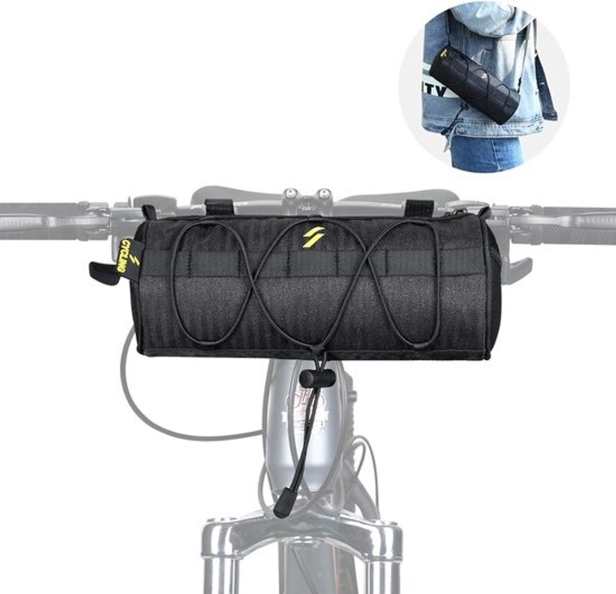 Stuurtas, fietstas voor op het stuur, stuurtas, kleine tas, voorvak, bovenbuistas met schouderriem voor racefiets, mountainbike, fietsen