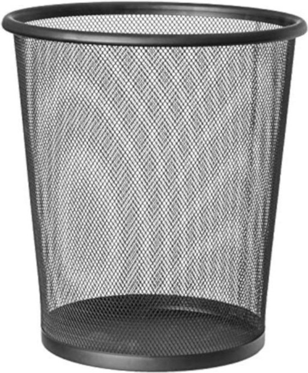 Prullenbak kantoorprullenbak | Ronde prullenbak kantoormand zwart metalen gaas (12 | 28 x 26 cm)