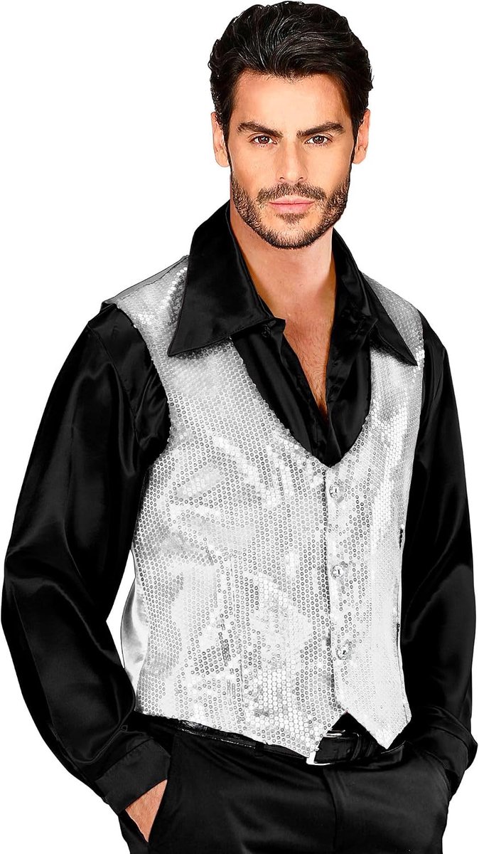 "Silver Sequin Vest" - (XL)