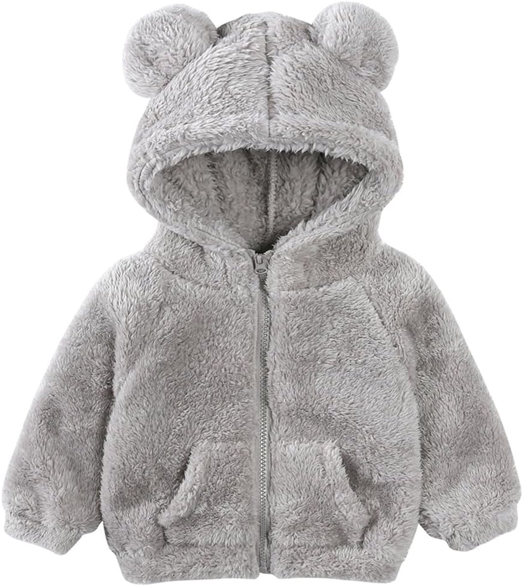 Baby Meisjes Jongens Fleece Hoodie Rits Berenjas Warm Winter Buitenkleding