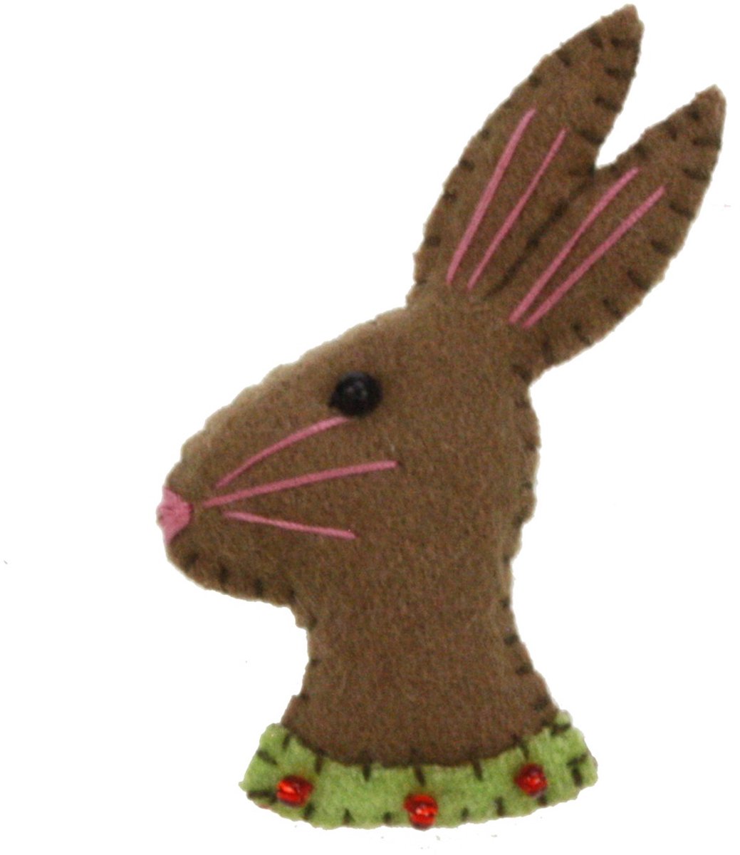 Broche Haas bruin, vilt 5x1x7cm
