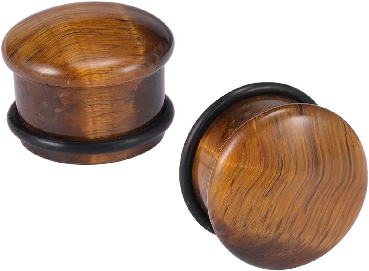 Earplug van natuursteen met O-ring, bruin