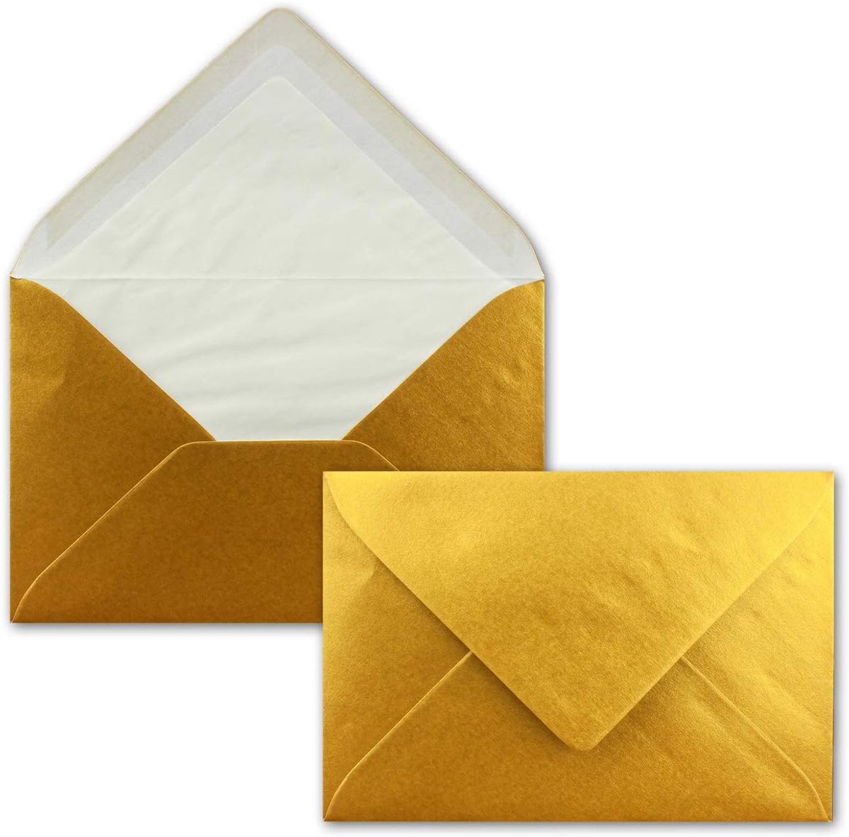 100 Enveloppen Goud Metallic Glanzend - DIN C6 - gevoerd met wit zijdepapier - 90 g/m² - 11,4 x 16,2 cm - natte kleefsluiting - NEUSER PAPIER