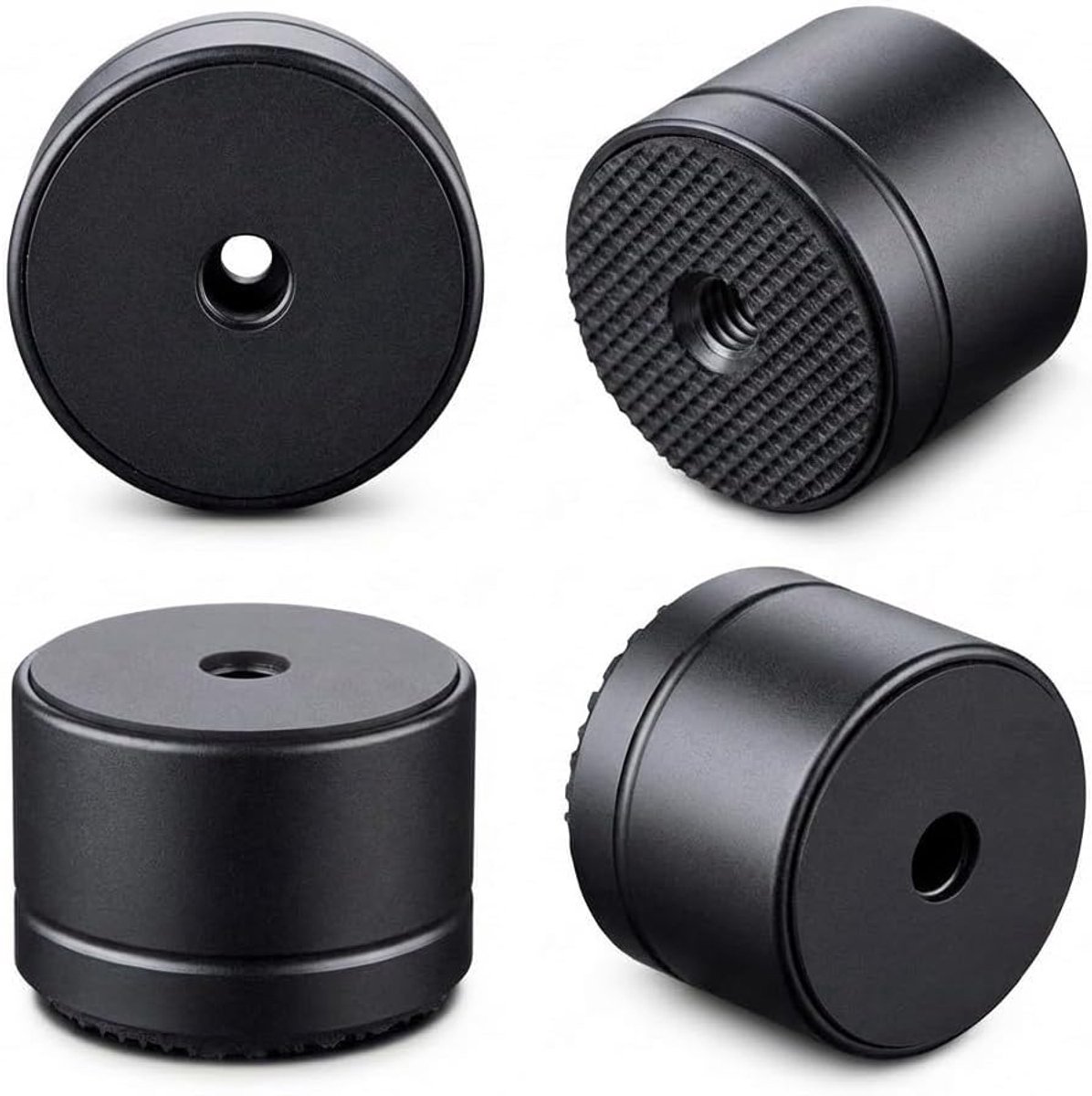 4 stuks aluminium apparaatvoeten HiFi Absorber met hoge stabiliteit en rubberen dempers 30 x 23 mm luidspreker-schokdempervoeten (23 mm hoog zwart)